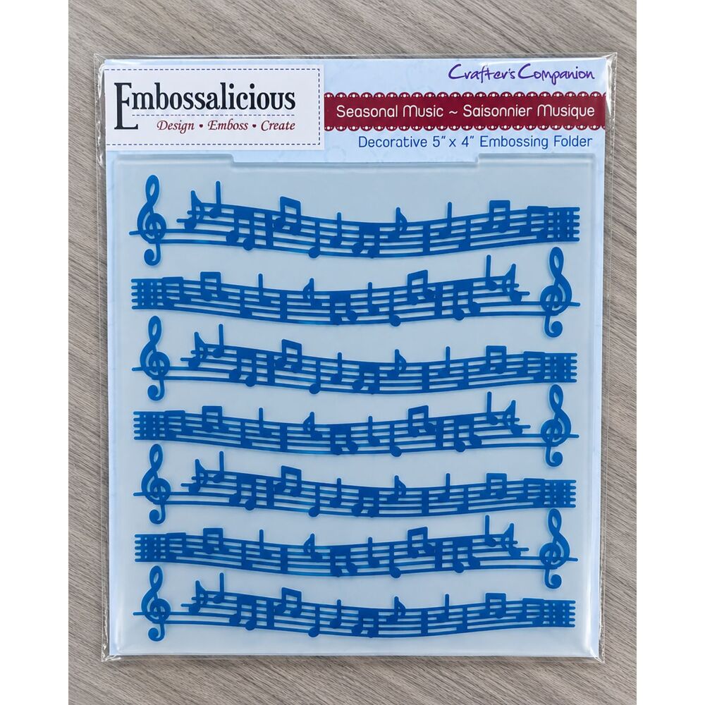 Crafters Companion Embossalicious Seasonal Music Notes Sheet Embossing Folder